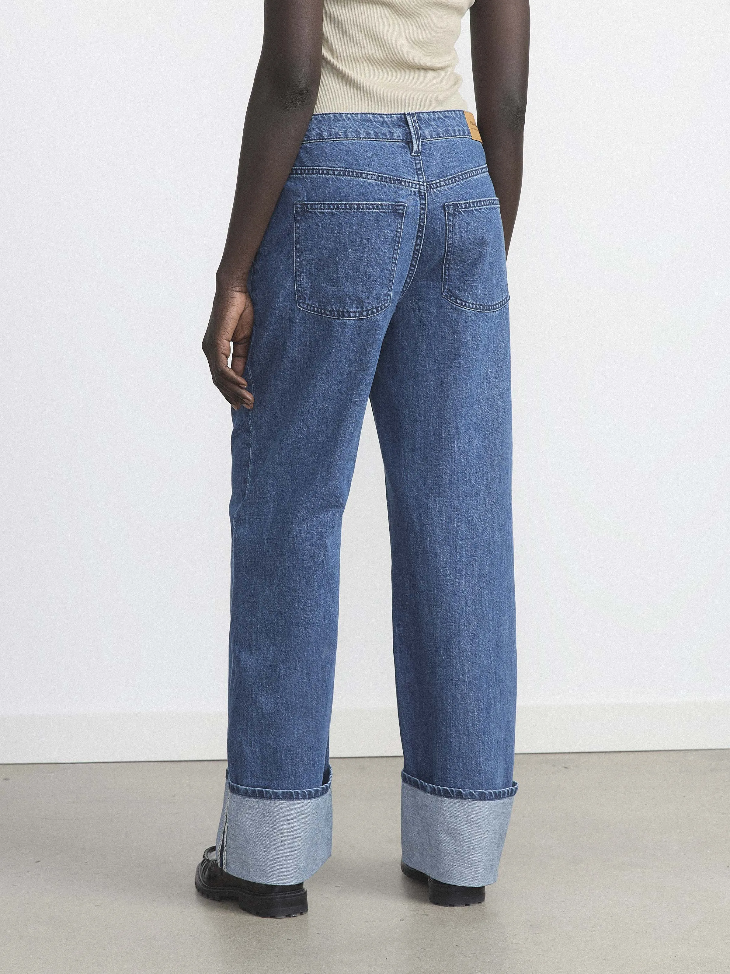 The Courtney Cuffed Loose Jean in Medium Blue