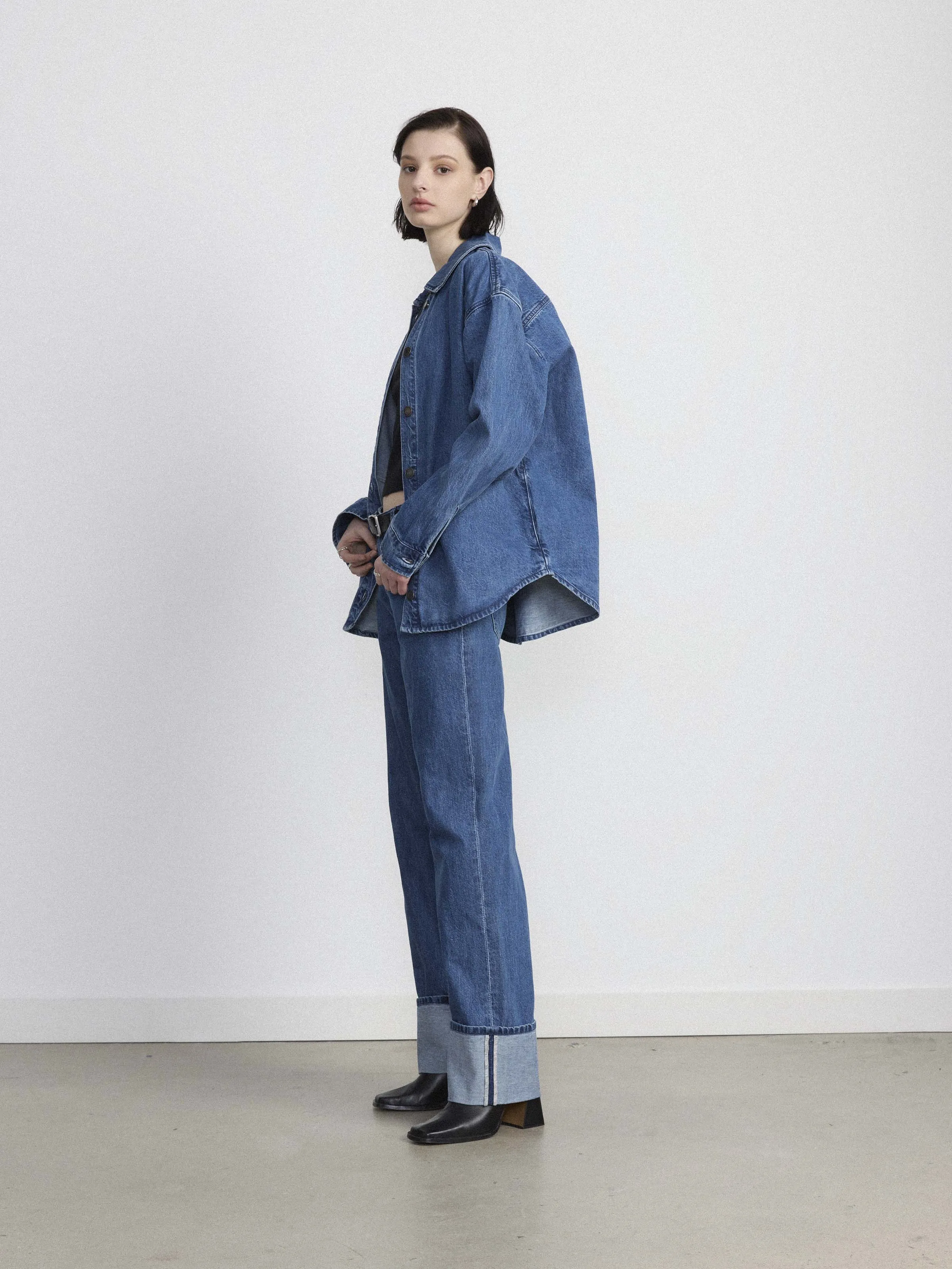 The Courtney Cuffed Loose Jean in Medium Blue