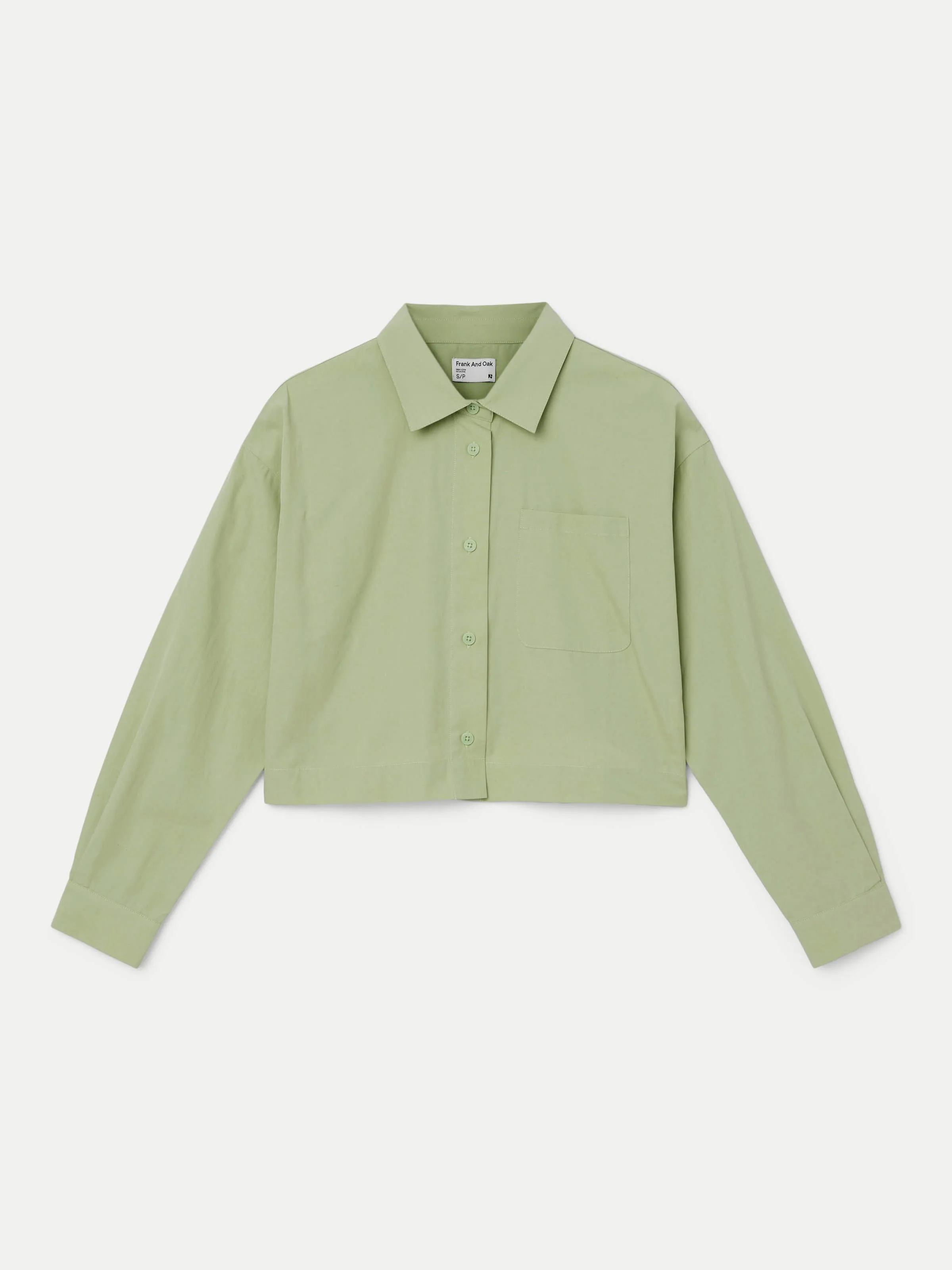 The Cropped Poplin Shirt in Jade Green