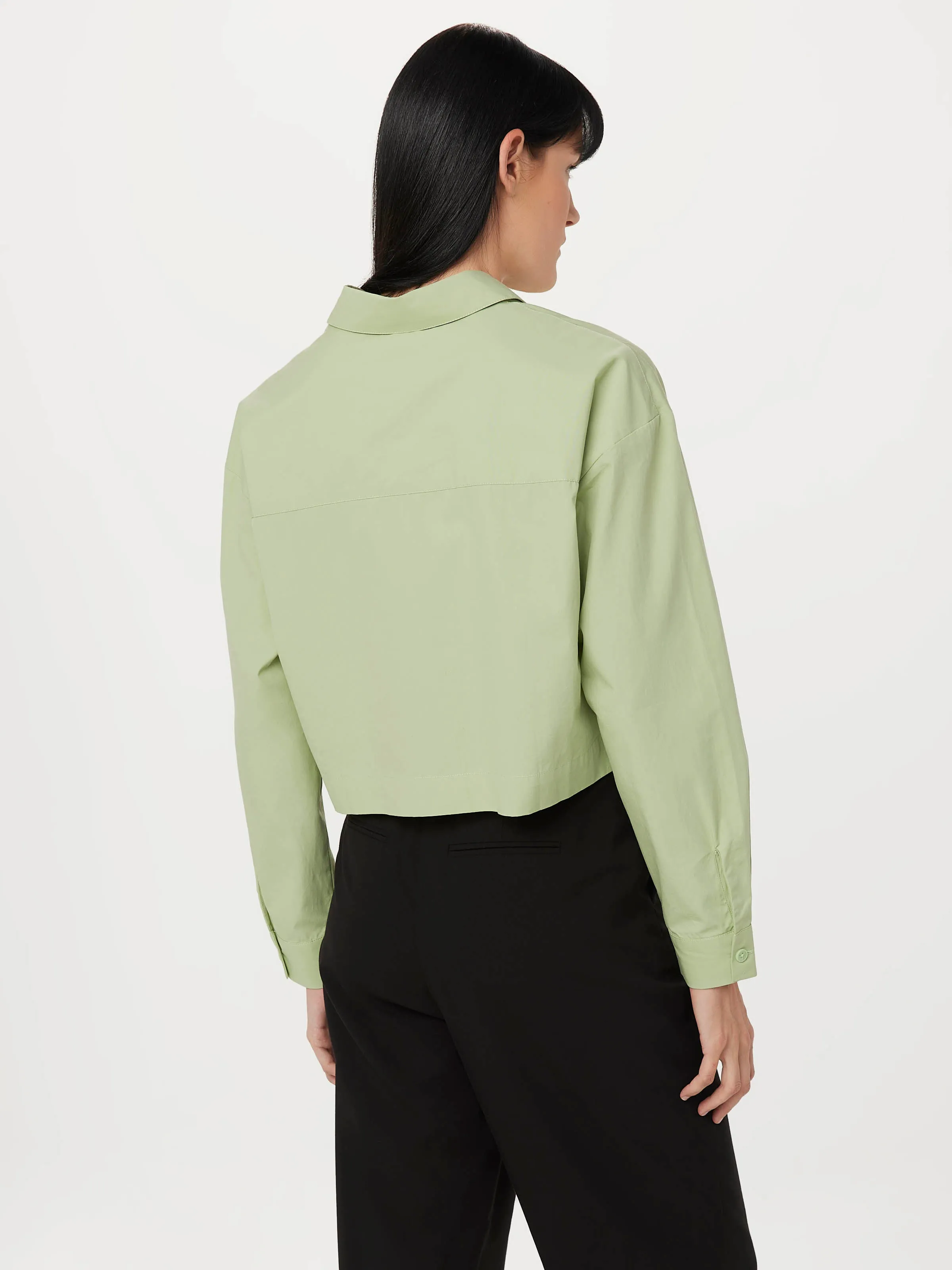 The Cropped Poplin Shirt in Jade Green