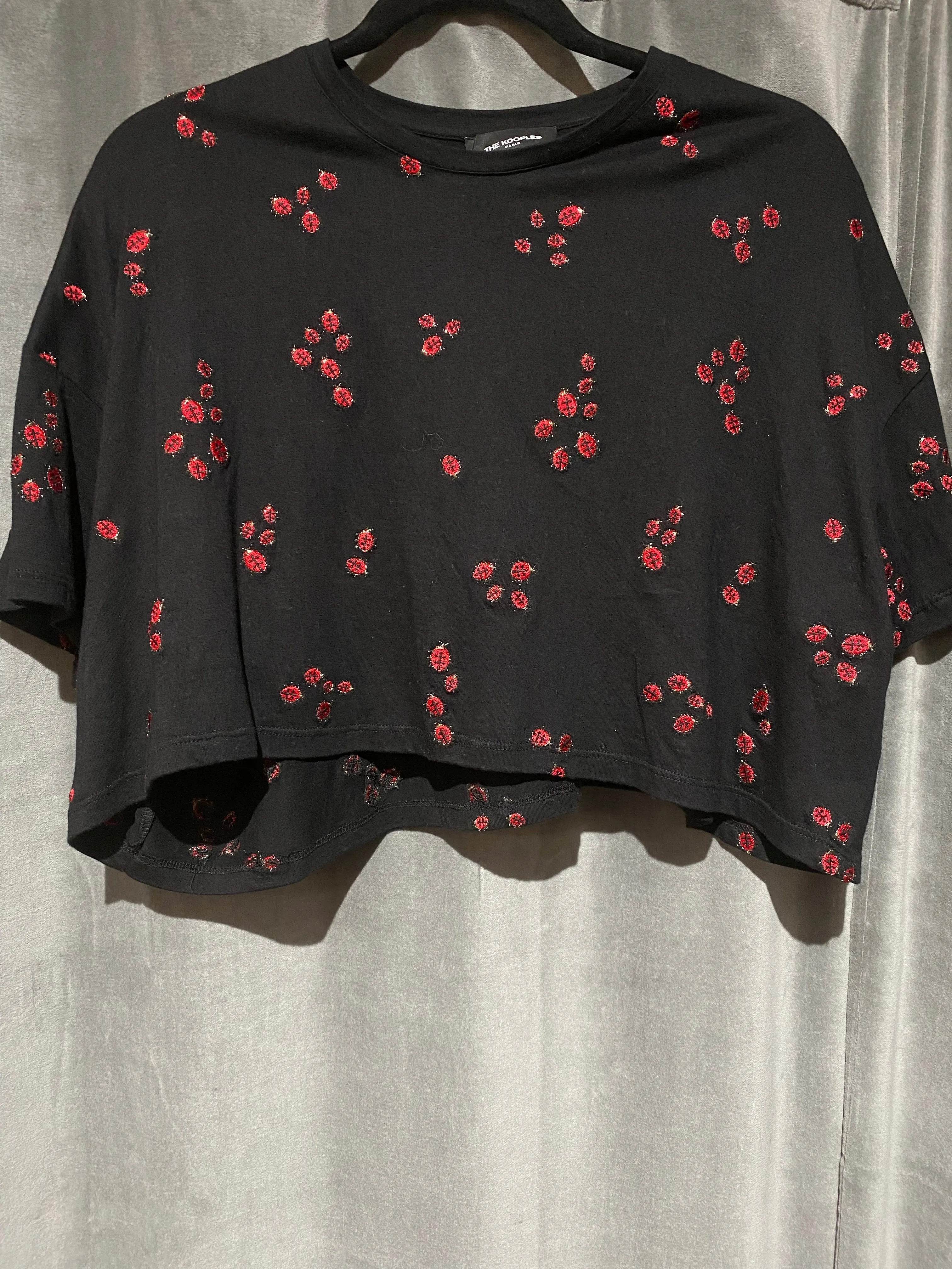 The Kooples Paris Black Cropped Lady Bug T