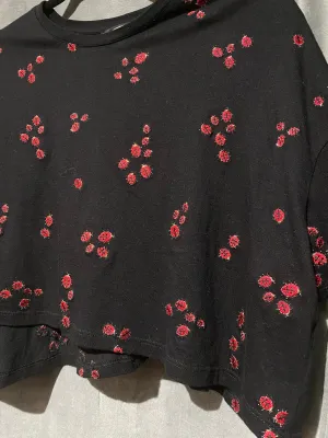 The Kooples Paris Black Cropped Lady Bug T