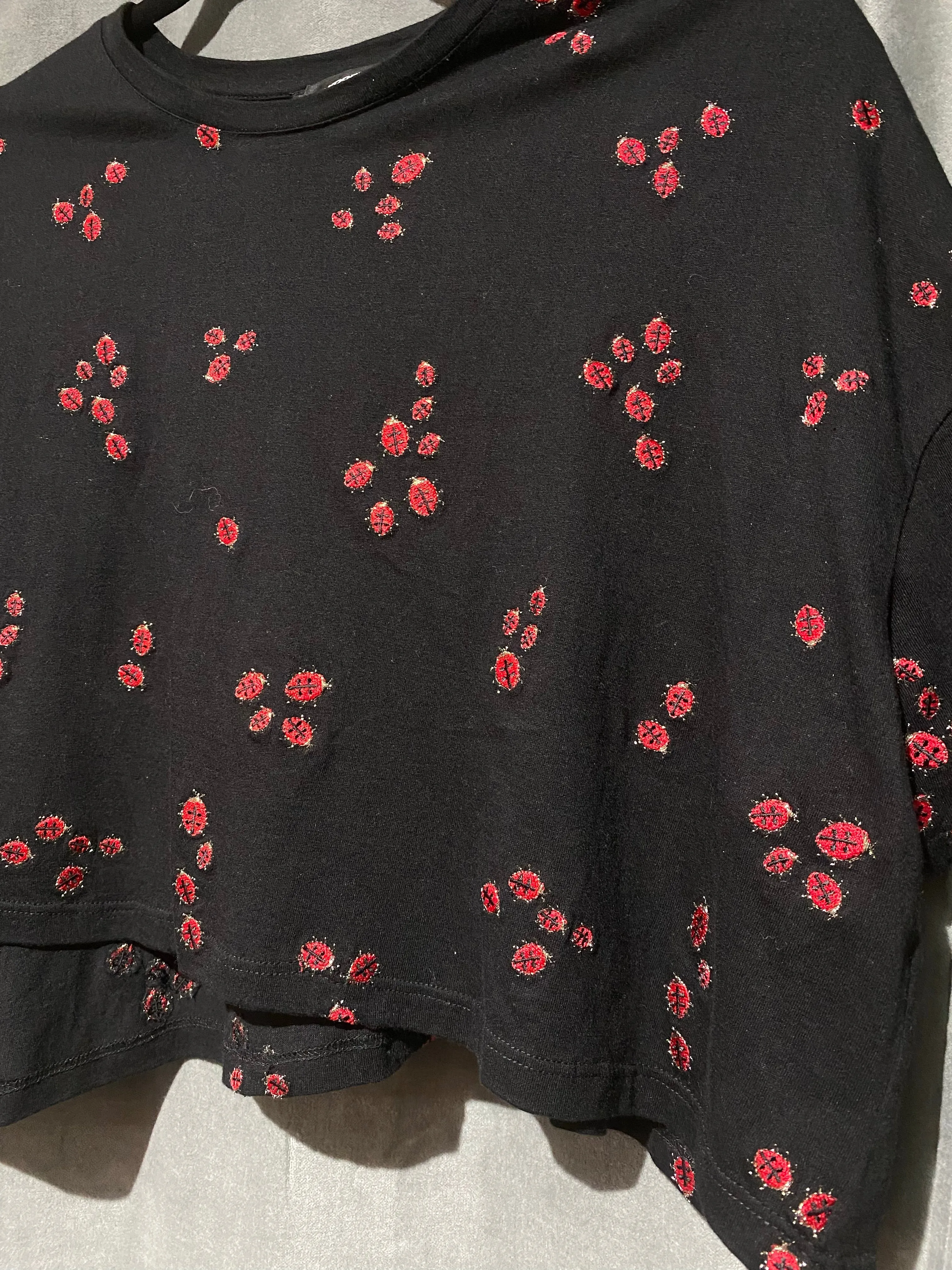 The Kooples Paris Black Cropped Lady Bug T