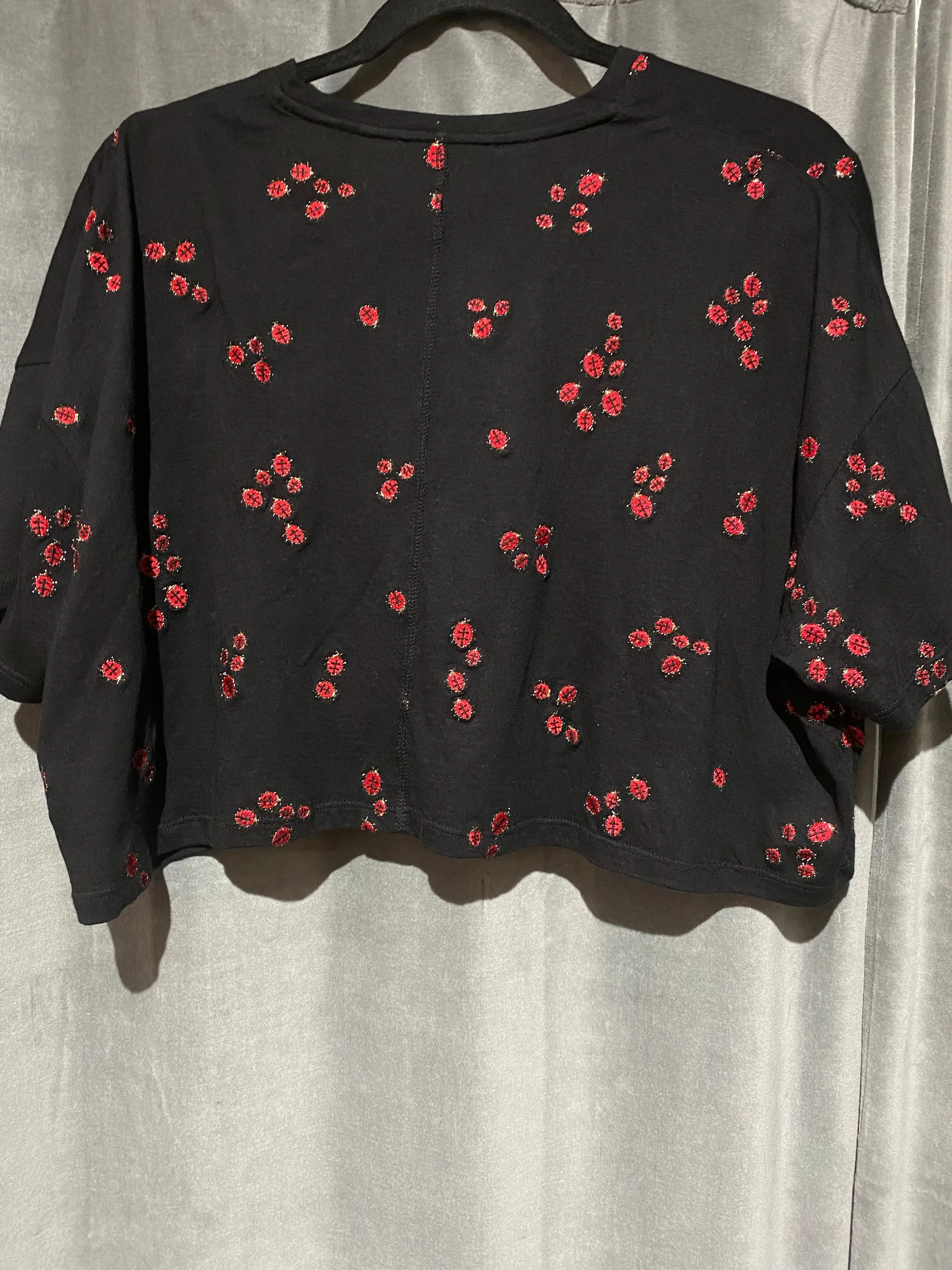 The Kooples Paris Black Cropped Lady Bug T