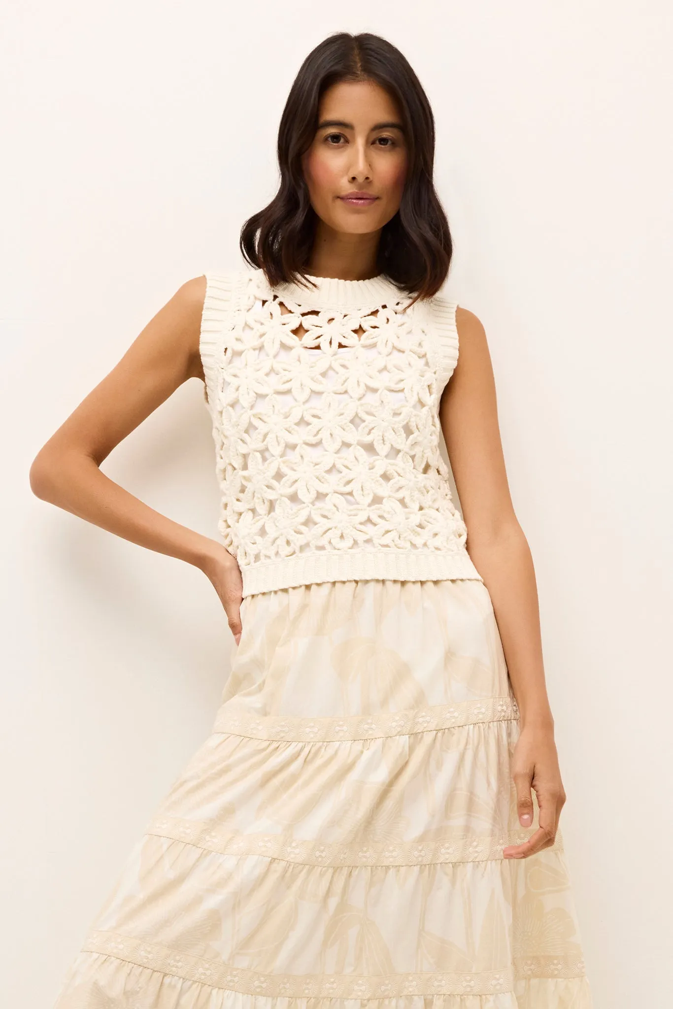 Thea Shell Top in Ecru by Marie Oliver