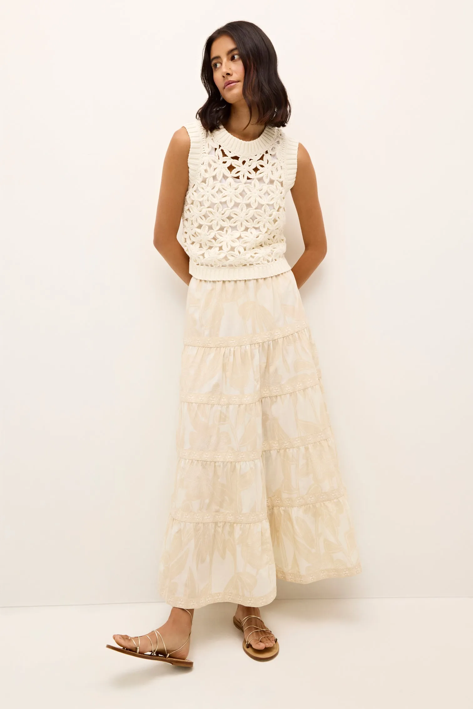 Thea Shell Top in Ecru by Marie Oliver