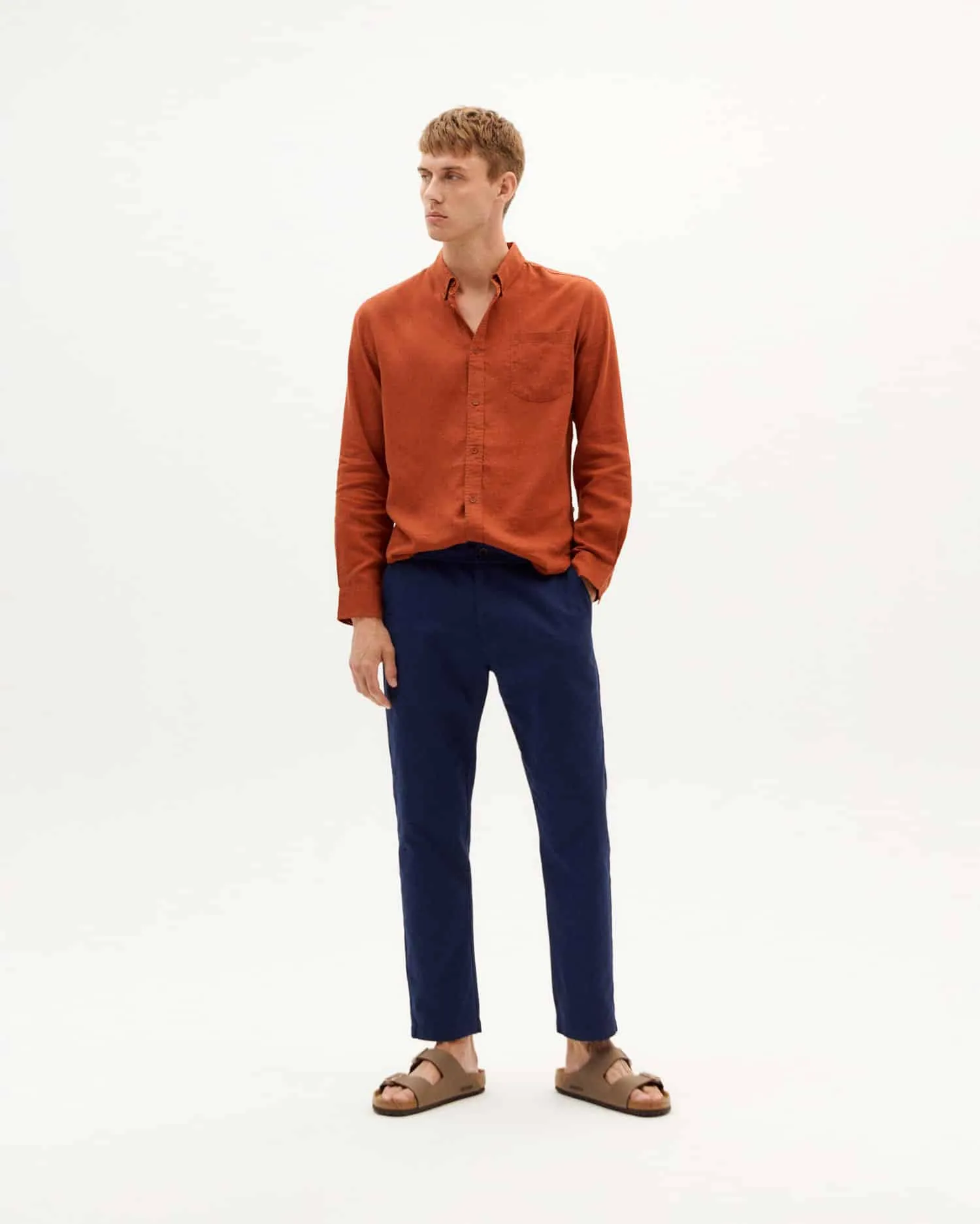 THINKING MU Light travel pants blue night men