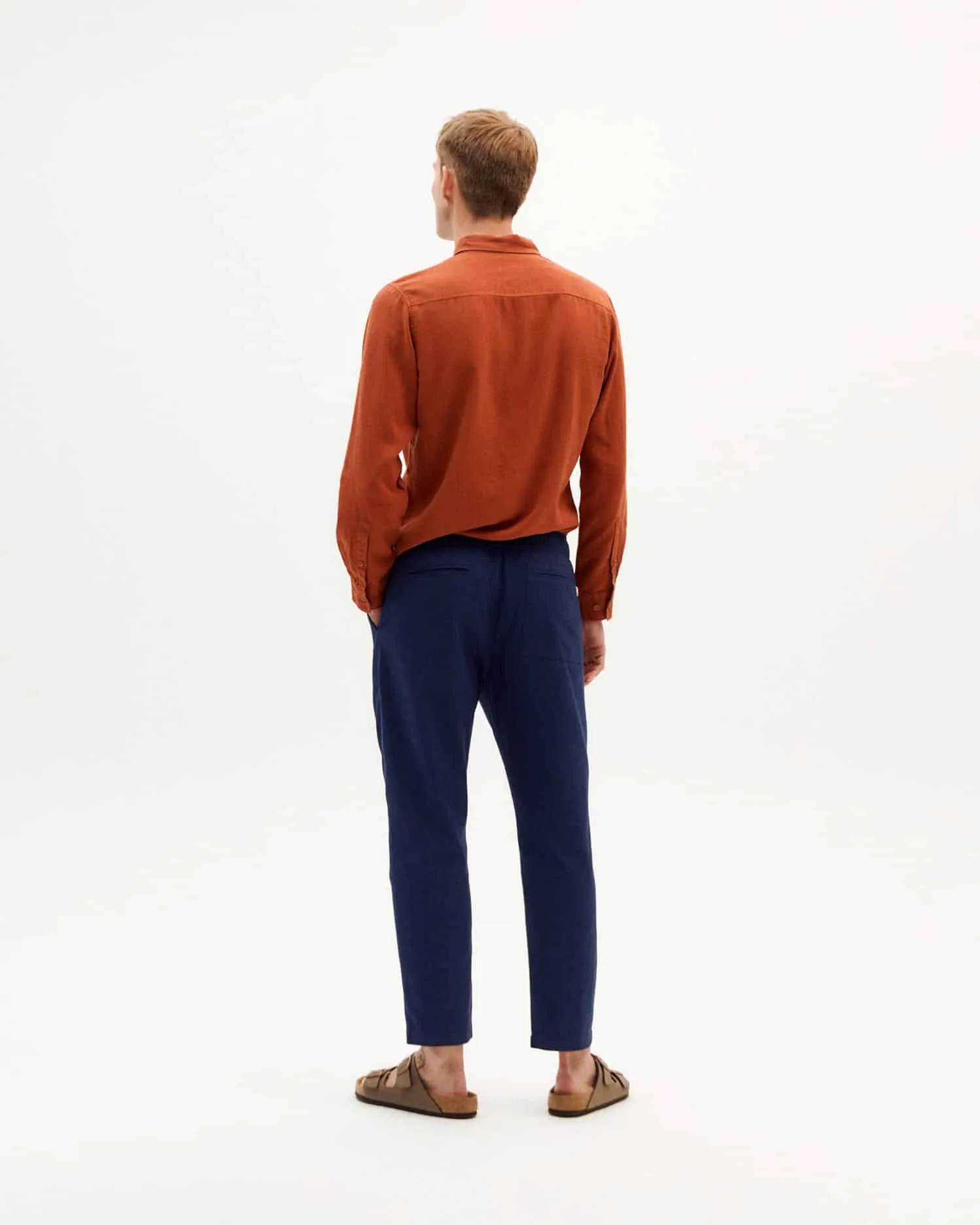 THINKING MU Light travel pants blue night men