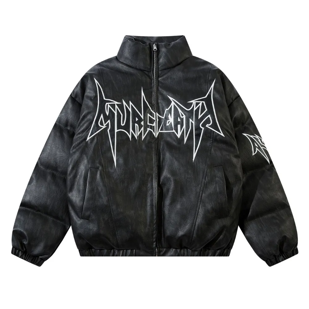 Thorn Letter Patch Stand Collar Coat