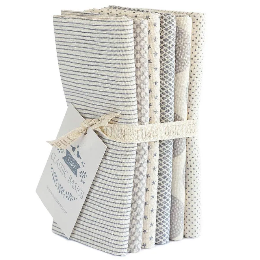 Tilda Classic Basics - Fat Quarter Pack - Grey (6)