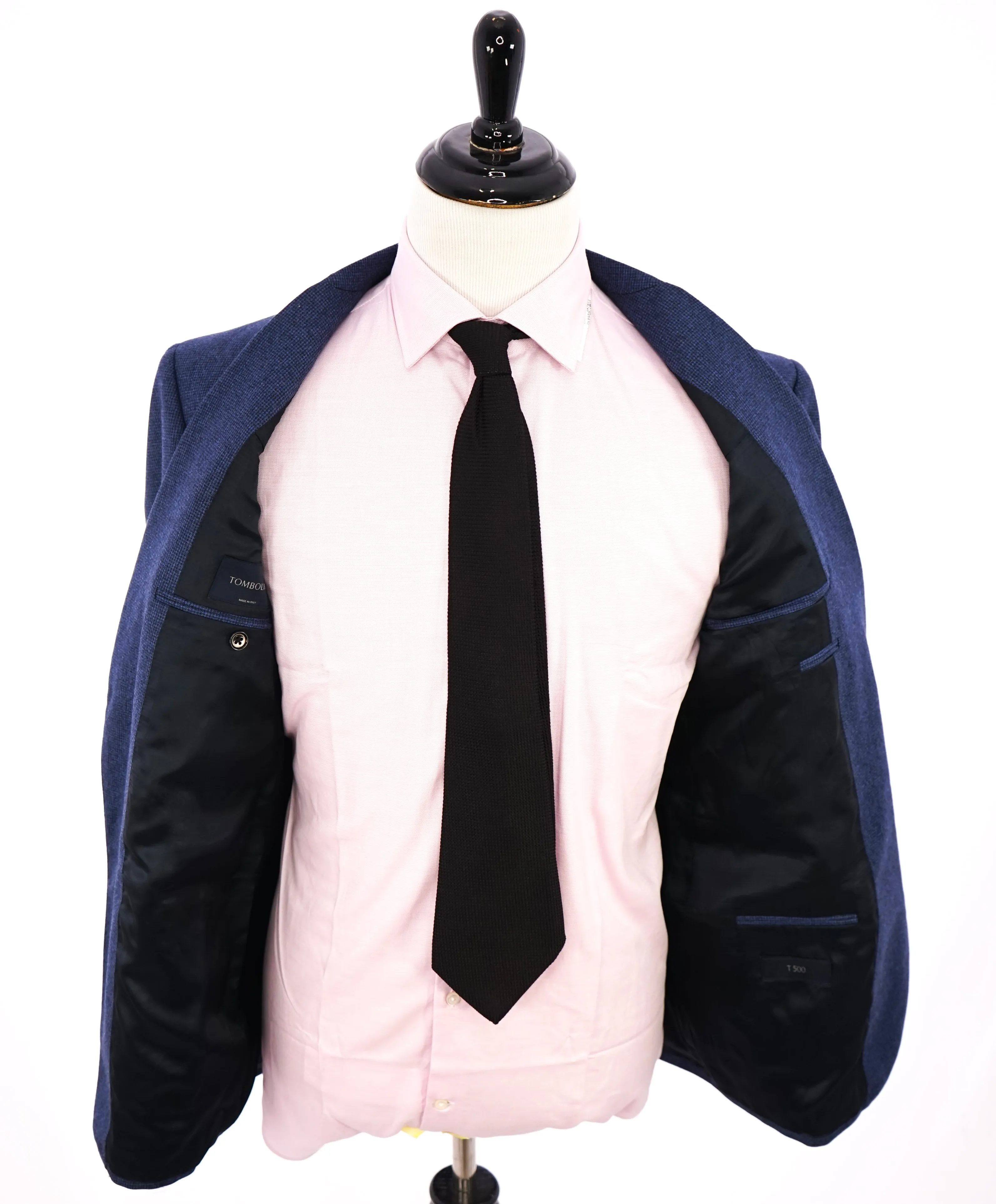 TOMBOLINI - Light Flannel "Vitale Barberis Canonico" Blue Houndstooth Suit - 46R