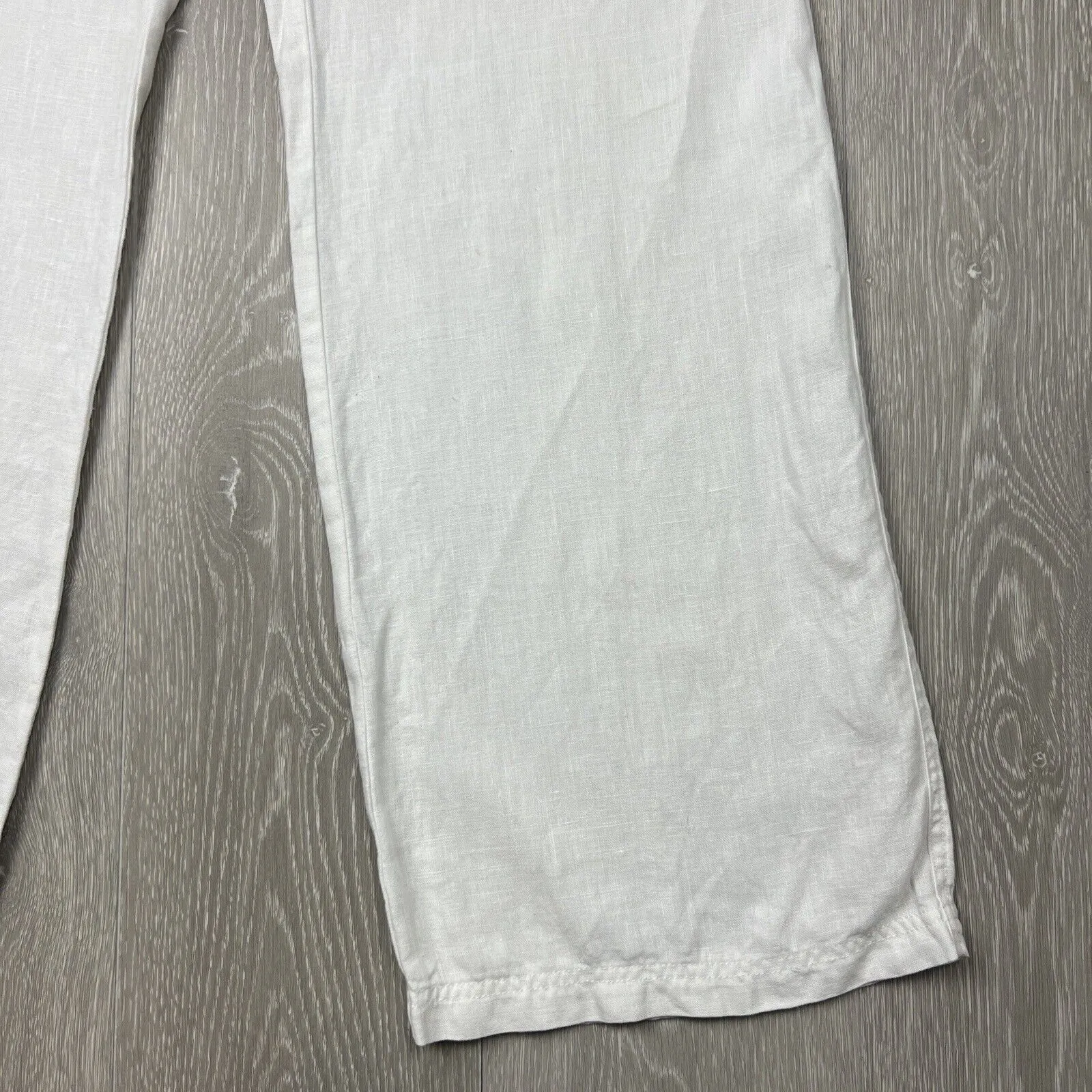 Tommy Bahama Womens 100% Linen Relaxed Wide-Leg White Pants Size 8
