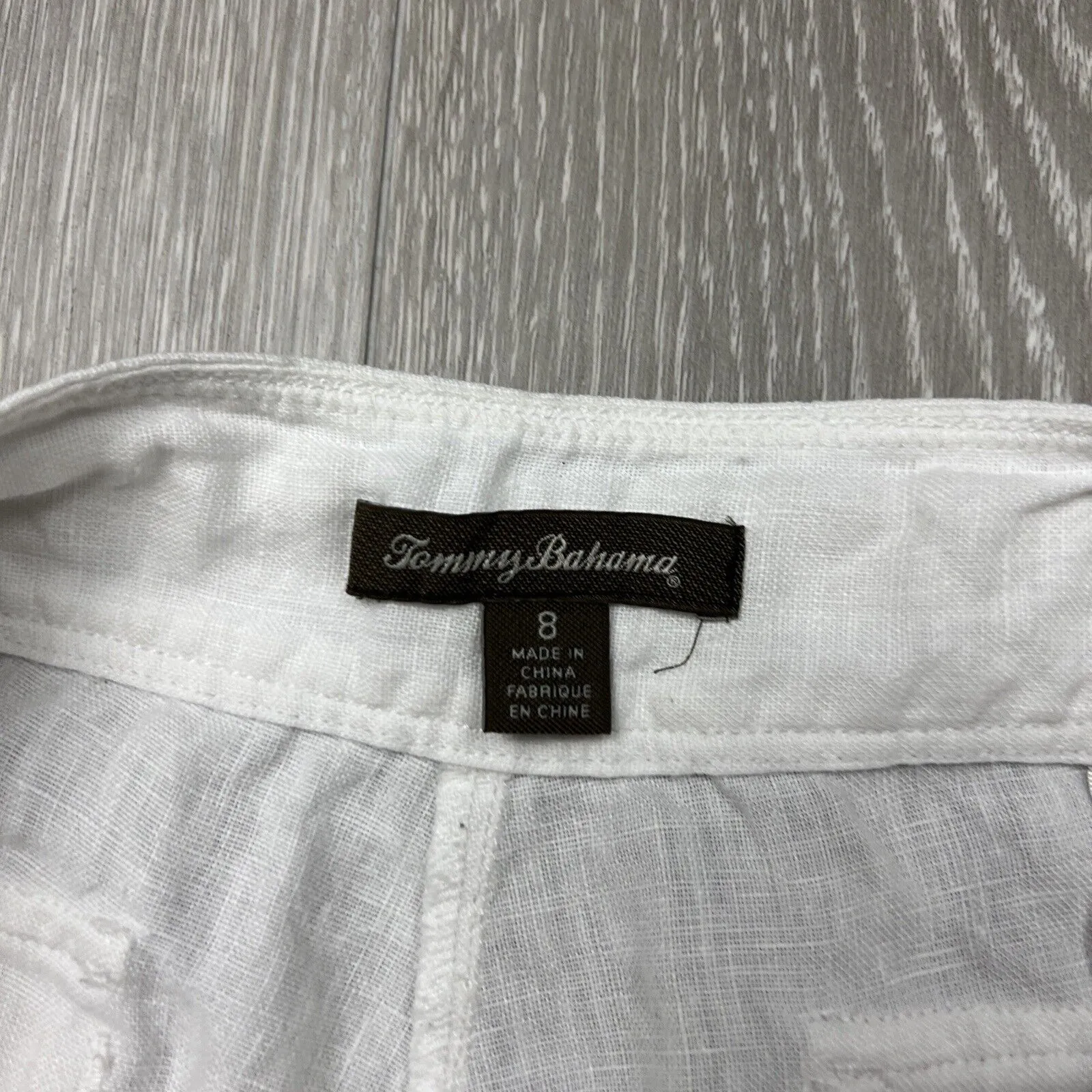 Tommy Bahama Womens 100% Linen Relaxed Wide-Leg White Pants Size 8