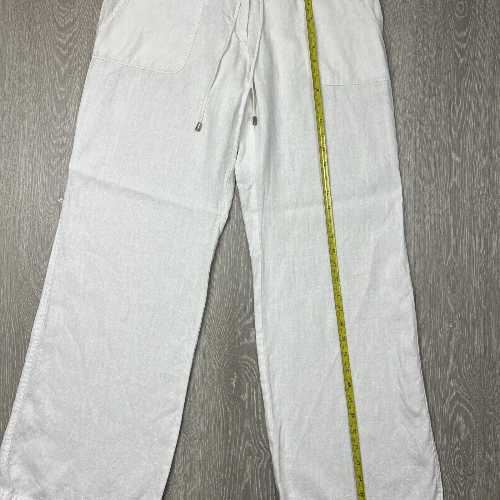 Tommy Bahama Womens 100% Linen Relaxed Wide-Leg White Pants Size 8