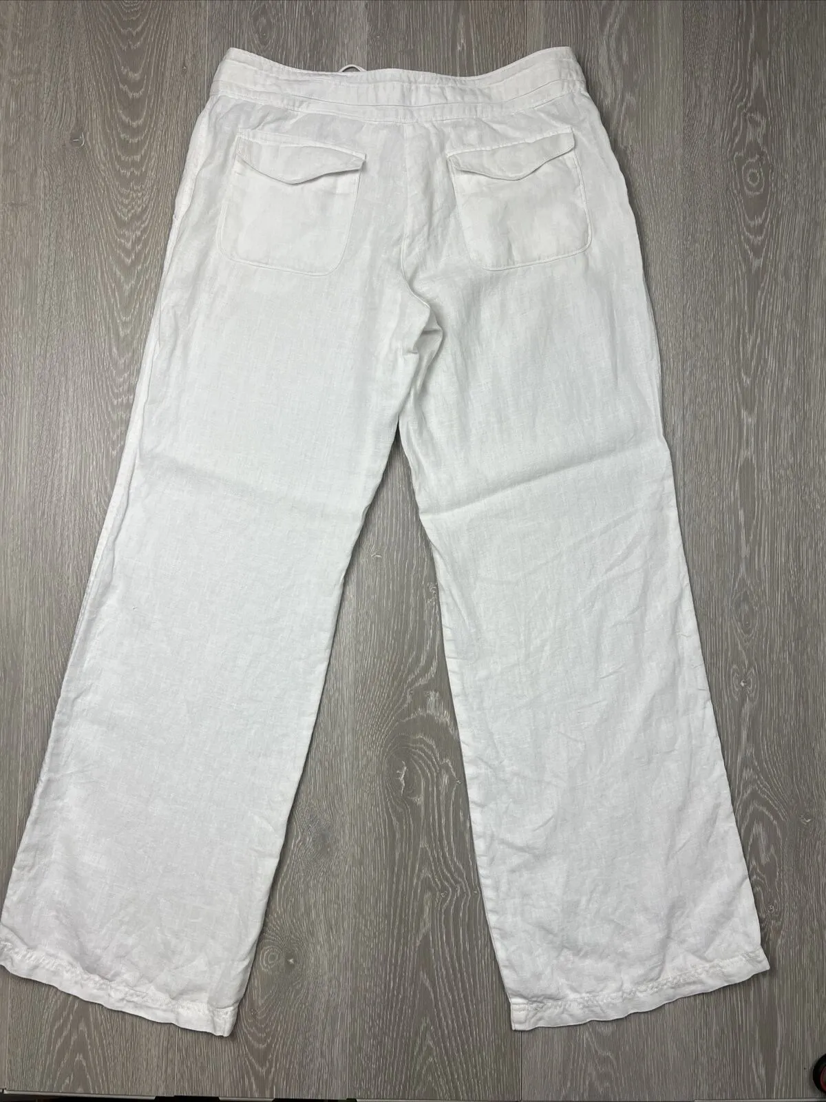 Tommy Bahama Womens 100% Linen Relaxed Wide-Leg White Pants Size 8