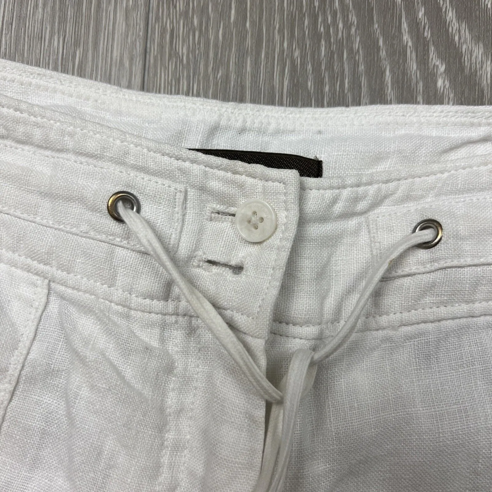 Tommy Bahama Womens 100% Linen Relaxed Wide-Leg White Pants Size 8