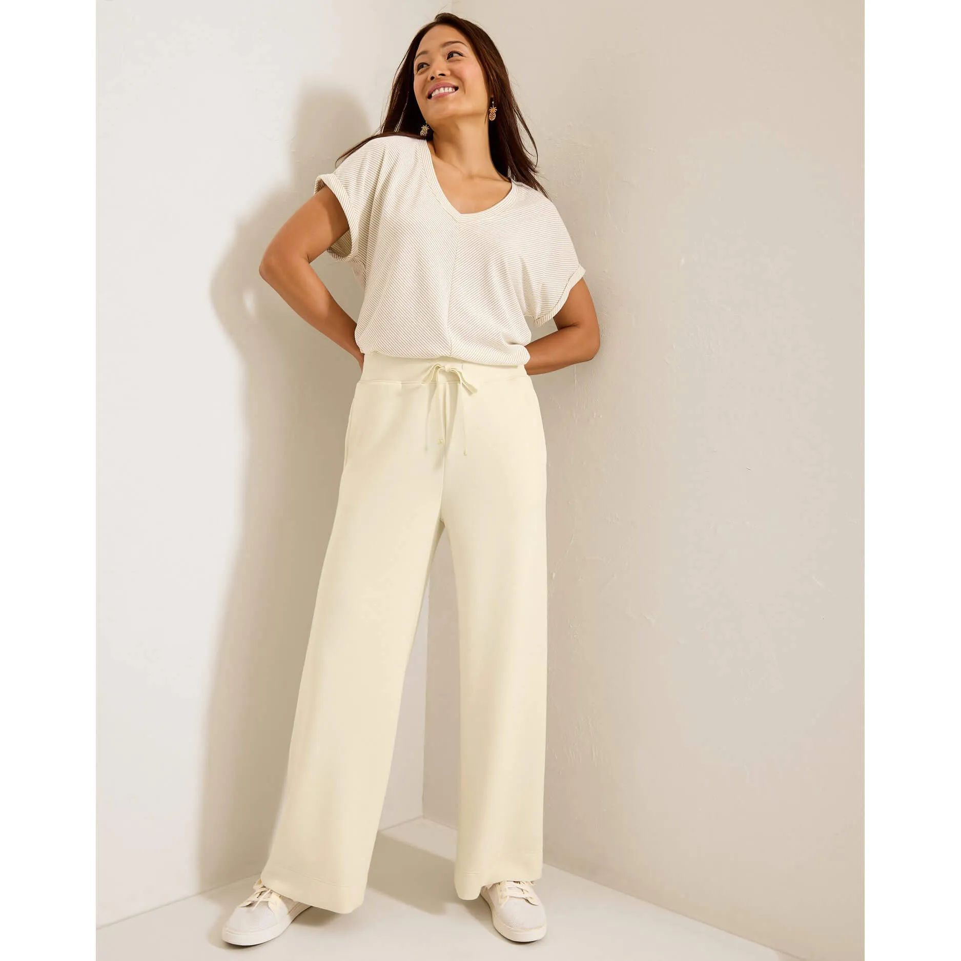 Tommy Bahama Women's Palm Voyage Wide Leg Ankle Pants - Bleached Sand