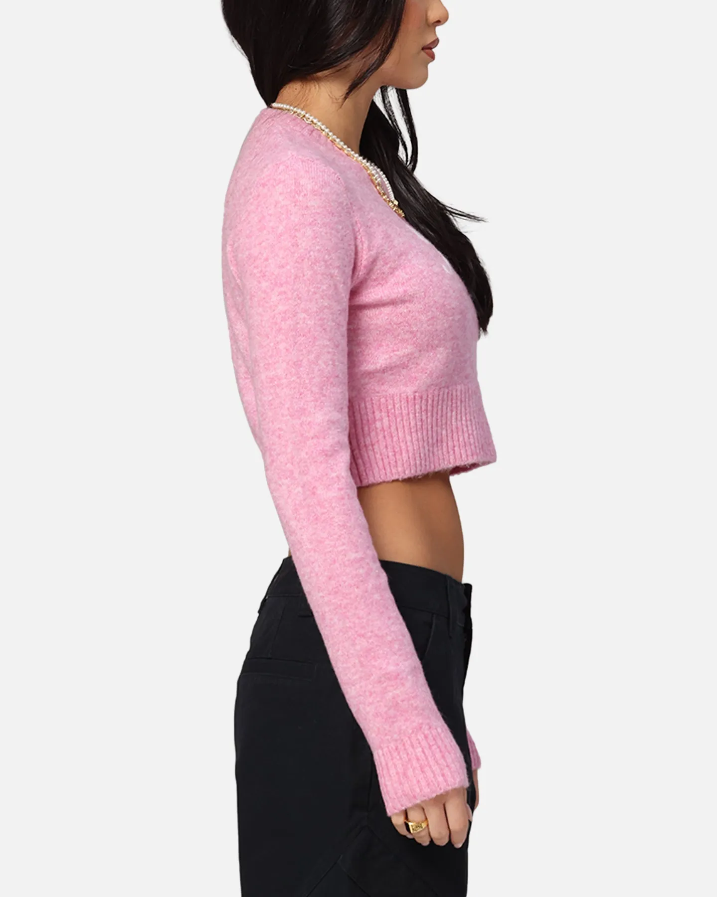 Tommy Jeans Women's Crop Script Sweater Pink
