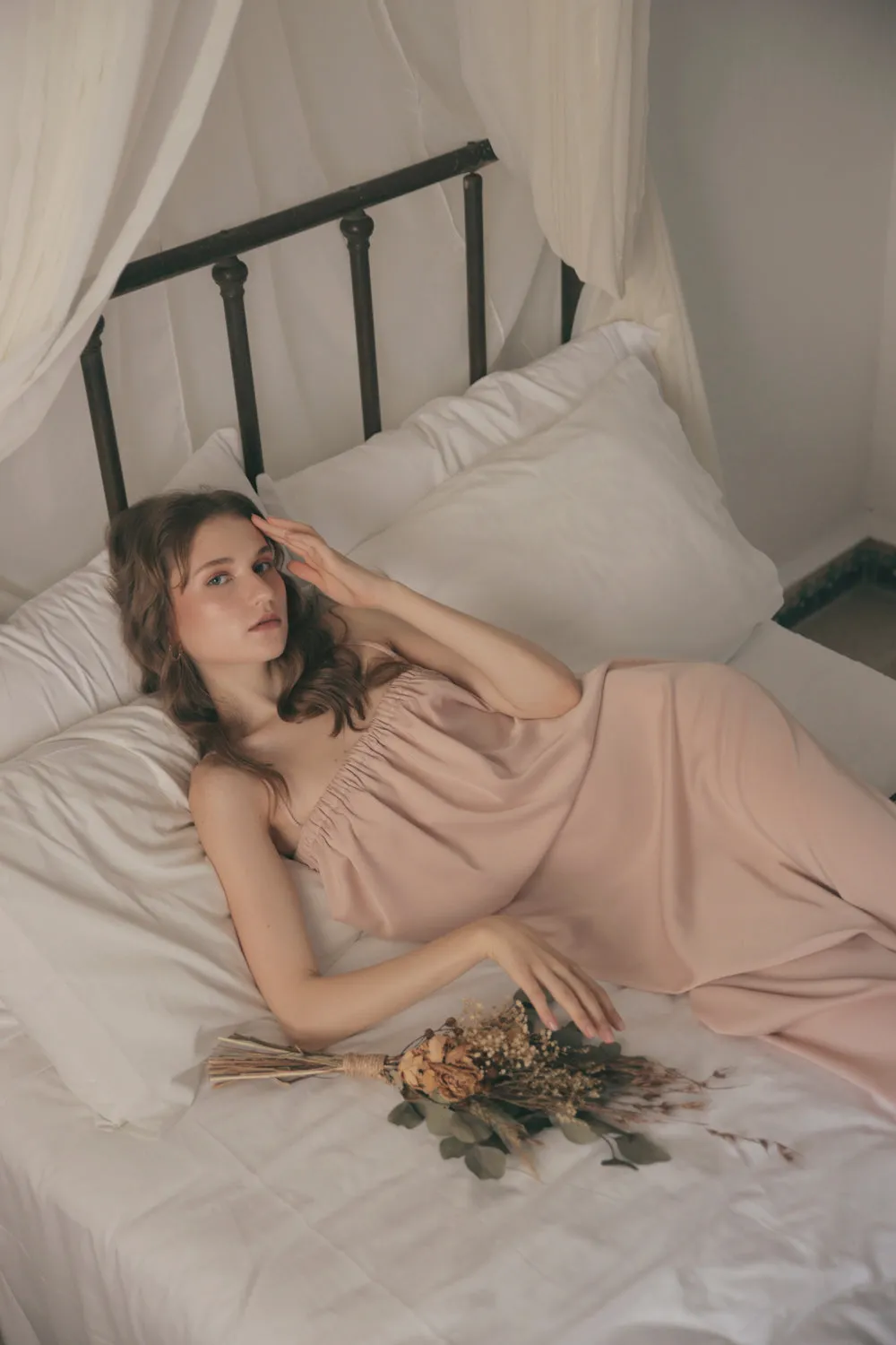 TOULOUSE Silk Slip Dress with Thin Straps (Nude Silk)