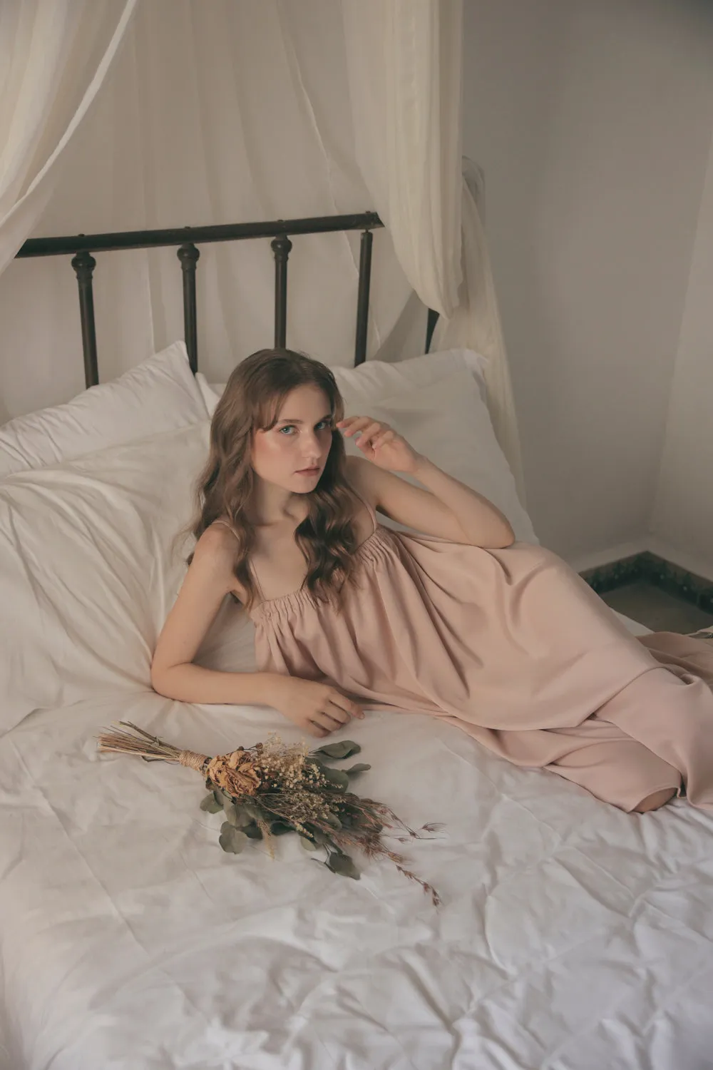 TOULOUSE Silk Slip Dress with Thin Straps (Nude Silk)
