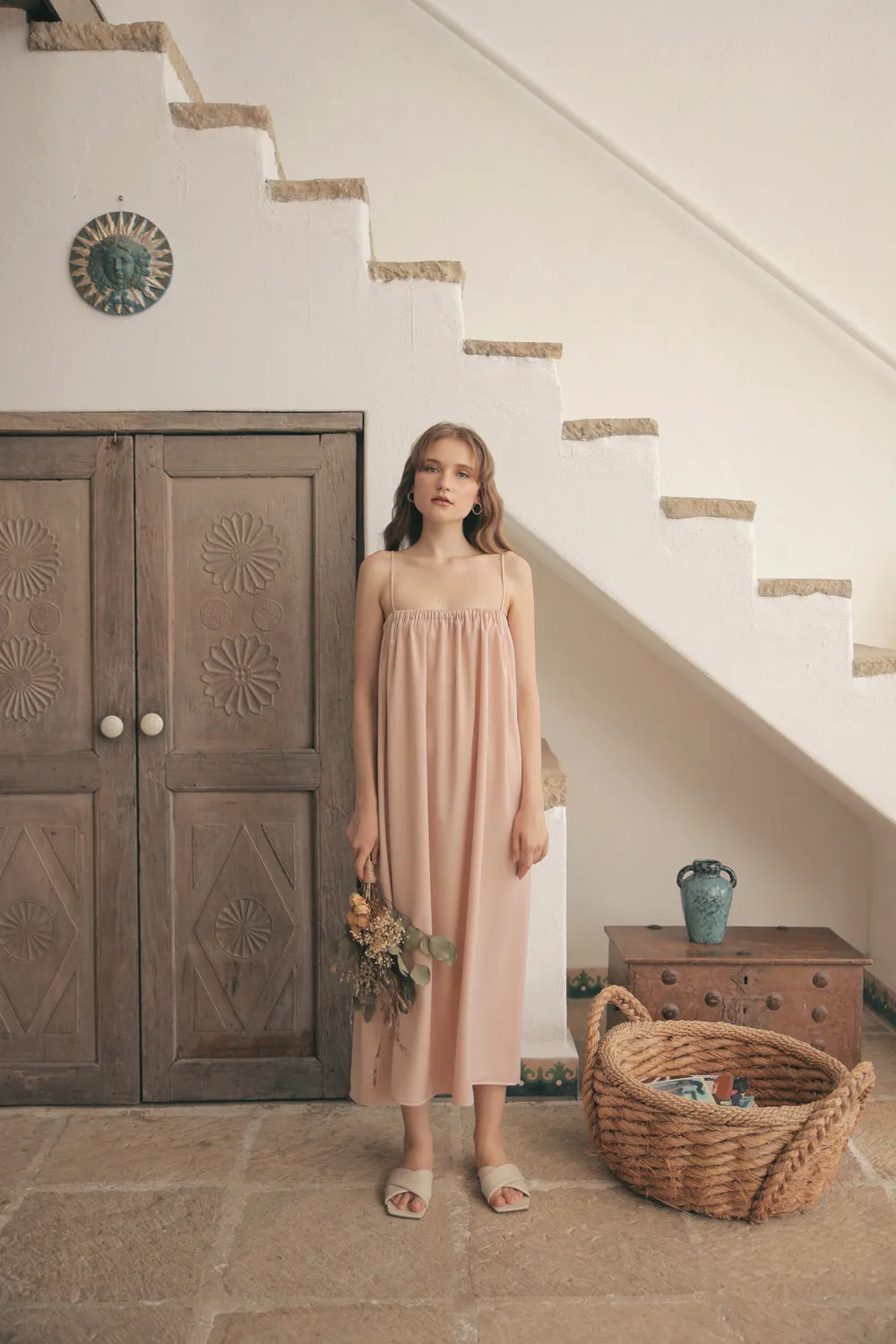 TOULOUSE Silk Slip Dress with Thin Straps (Nude Silk)