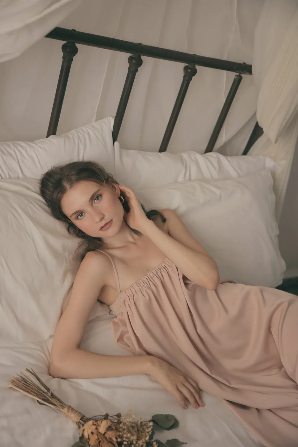 TOULOUSE Silk Slip Dress with Thin Straps (Nude Silk)