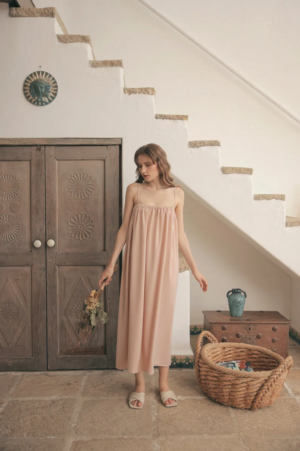 TOULOUSE Silk Slip Dress with Thin Straps (Nude Silk)