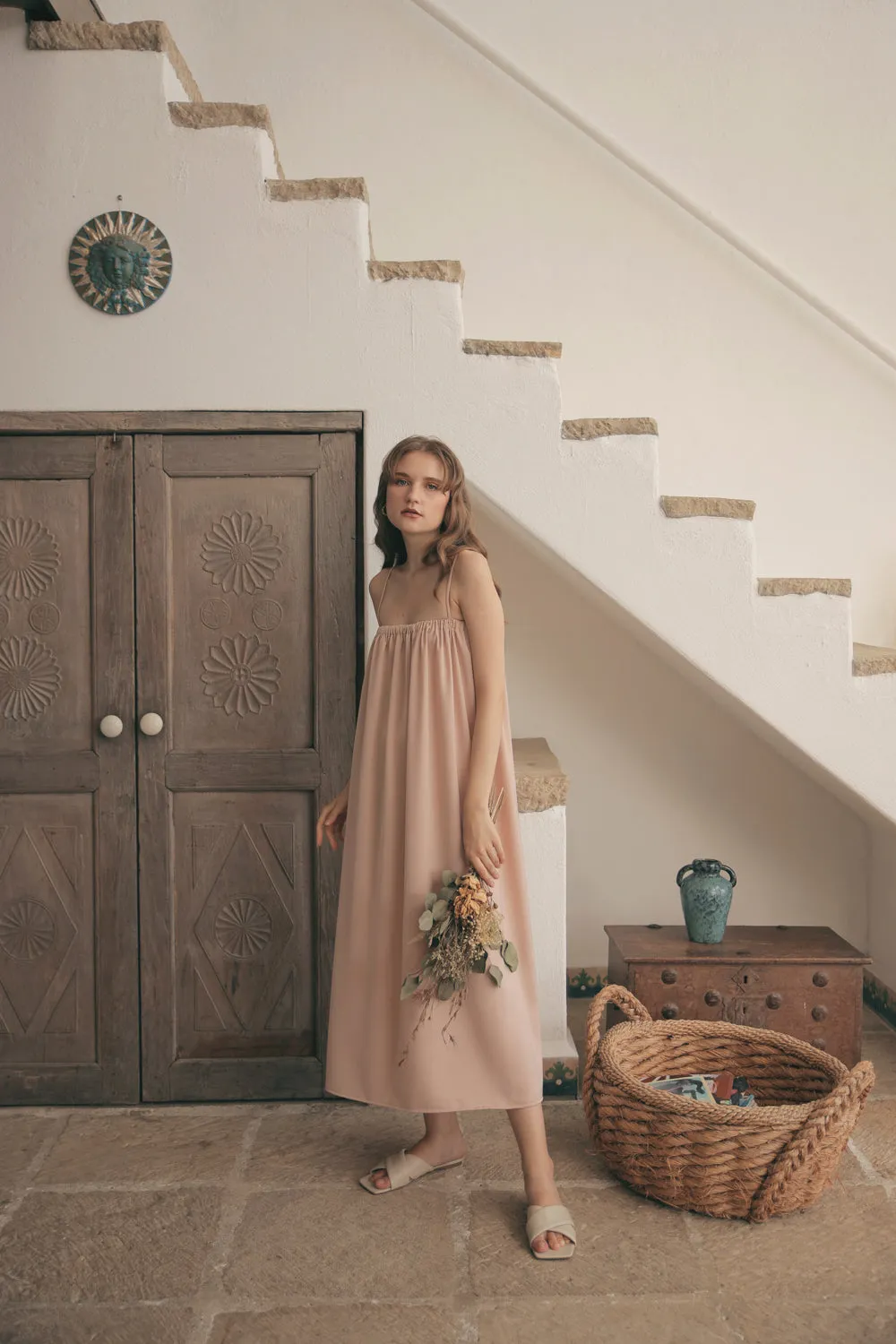 TOULOUSE Silk Slip Dress with Thin Straps (Nude Silk)