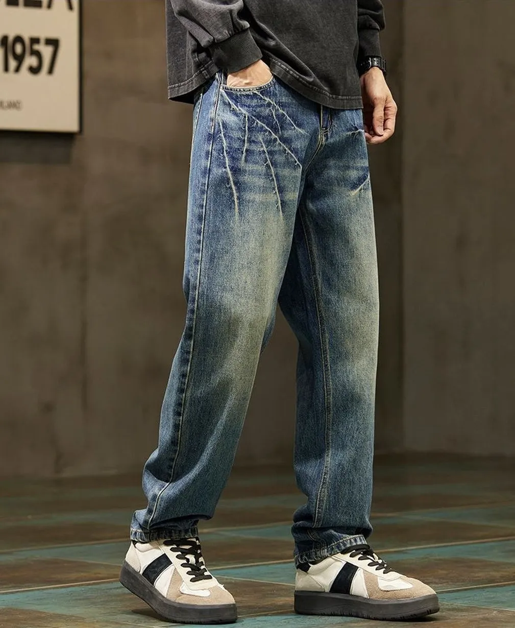 Trendy Loose-Fit Stonewashed Jeans Perfect for Men