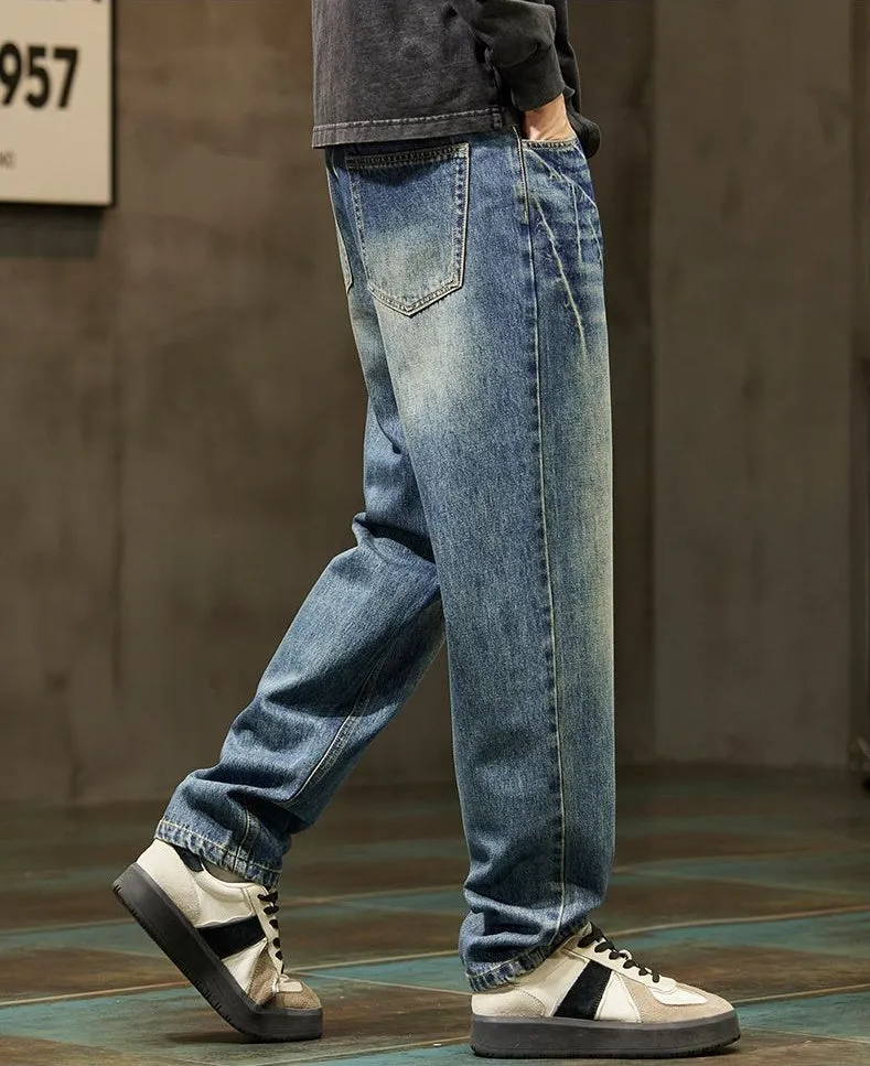 Trendy Loose-Fit Stonewashed Jeans Perfect for Men