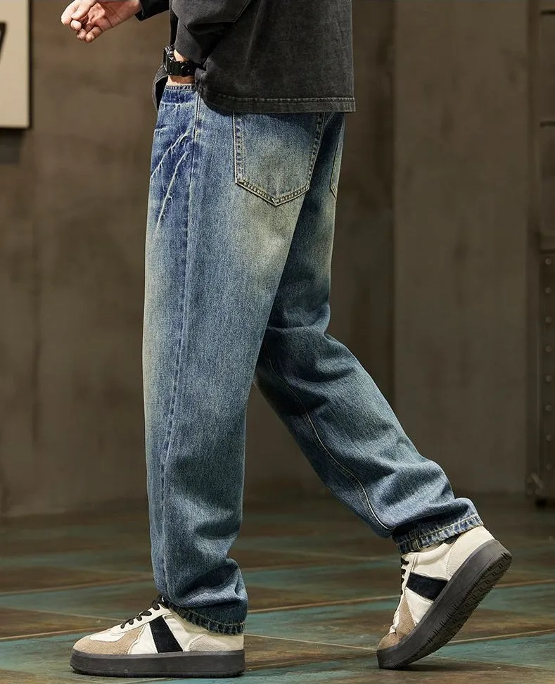 Trendy Loose-Fit Stonewashed Jeans Perfect for Men