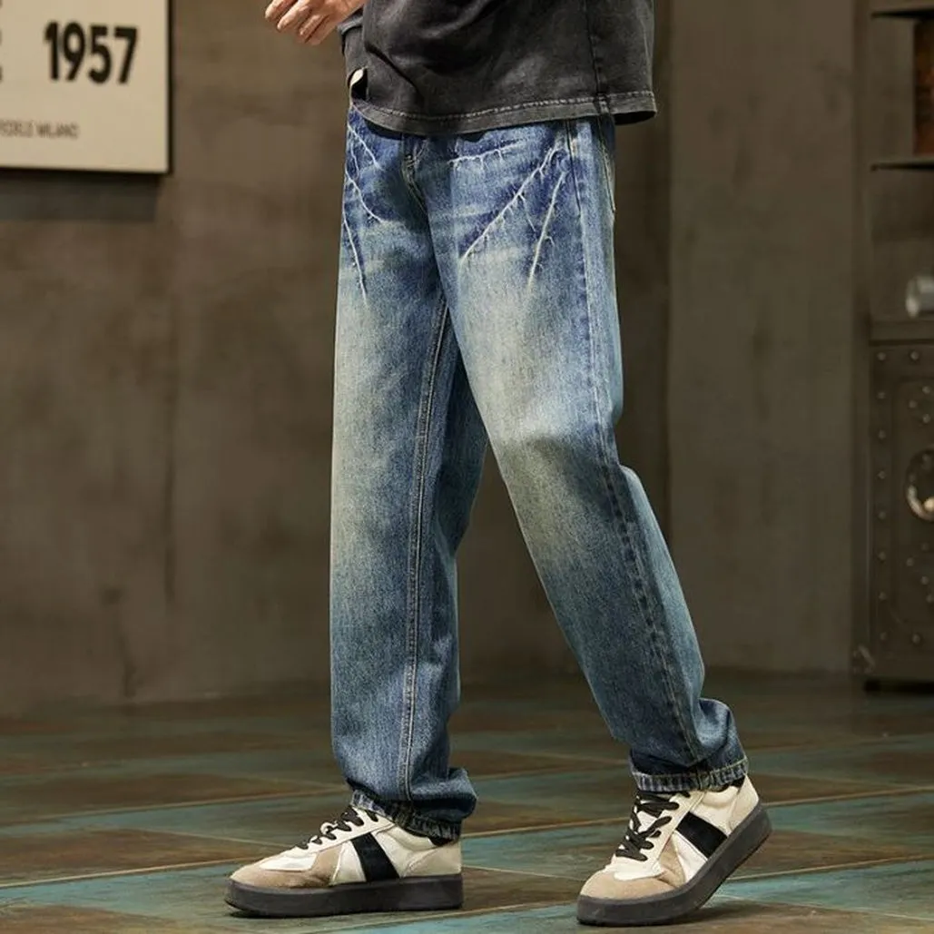 Trendy Loose-Fit Stonewashed Jeans Perfect for Men