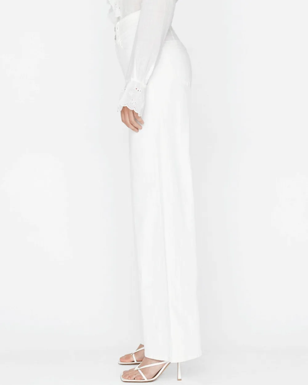 Triple Stitch Wide Leg Jean in Blanc