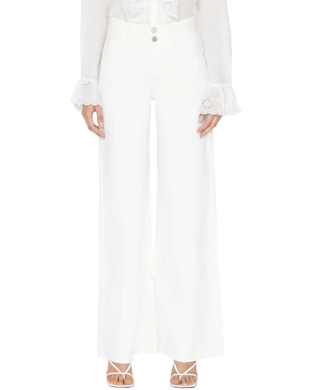 Triple Stitch Wide Leg Jean in Blanc