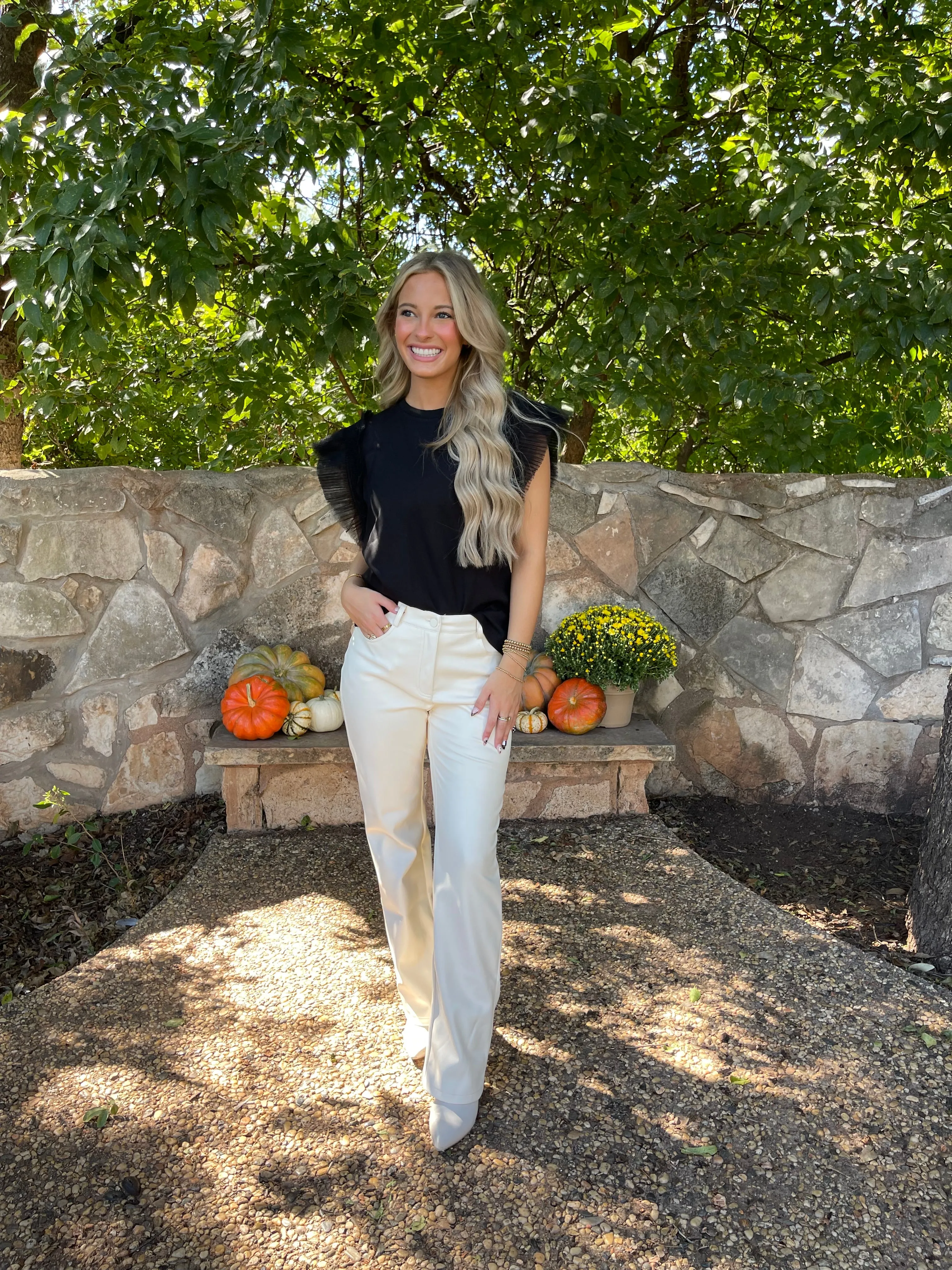 Tulle Ruffle Knit Top