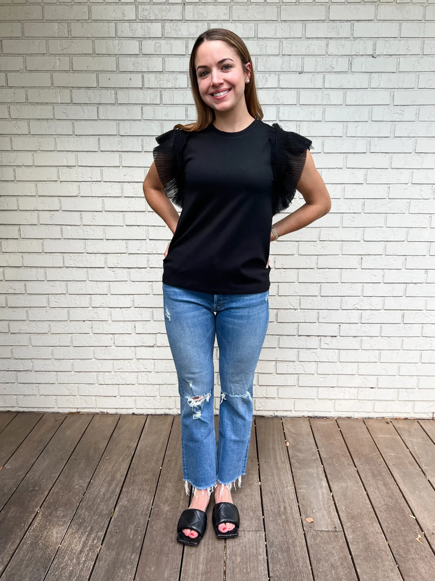 Tulle Ruffle Knit Top