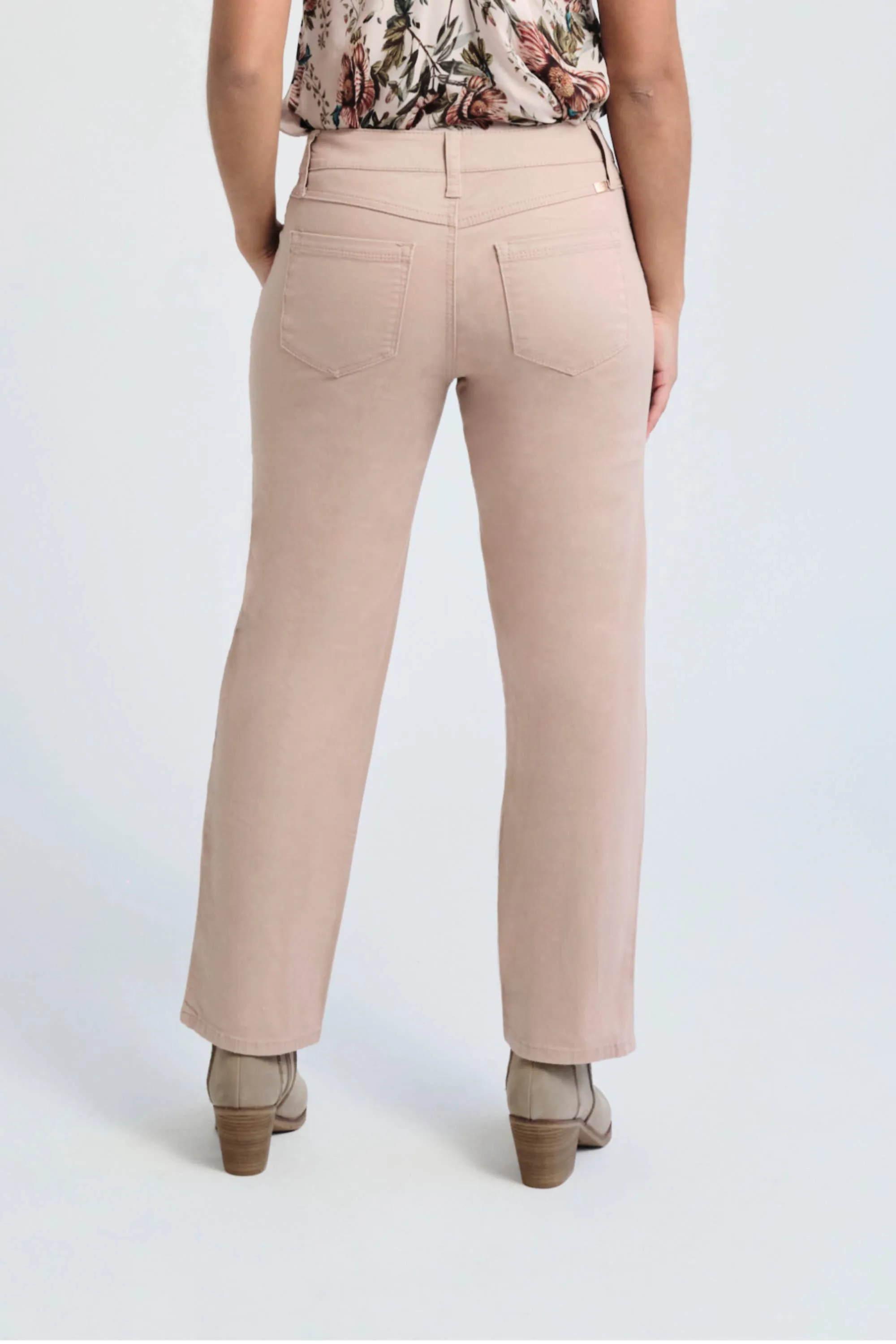 Twill Slim Straight Pant in Dusty Rose (PETITE)