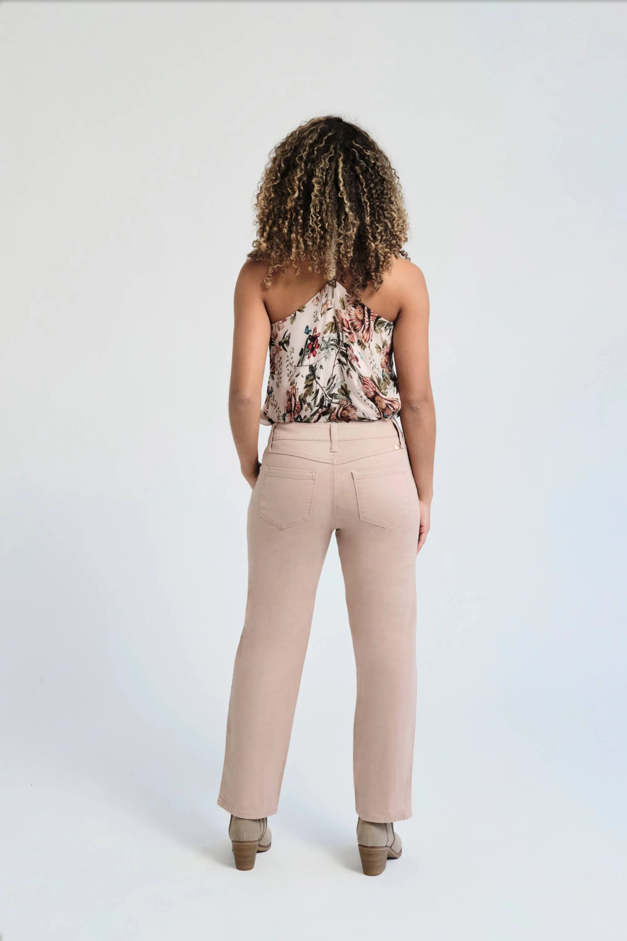 Twill Slim Straight Pant in Dusty Rose (PETITE)