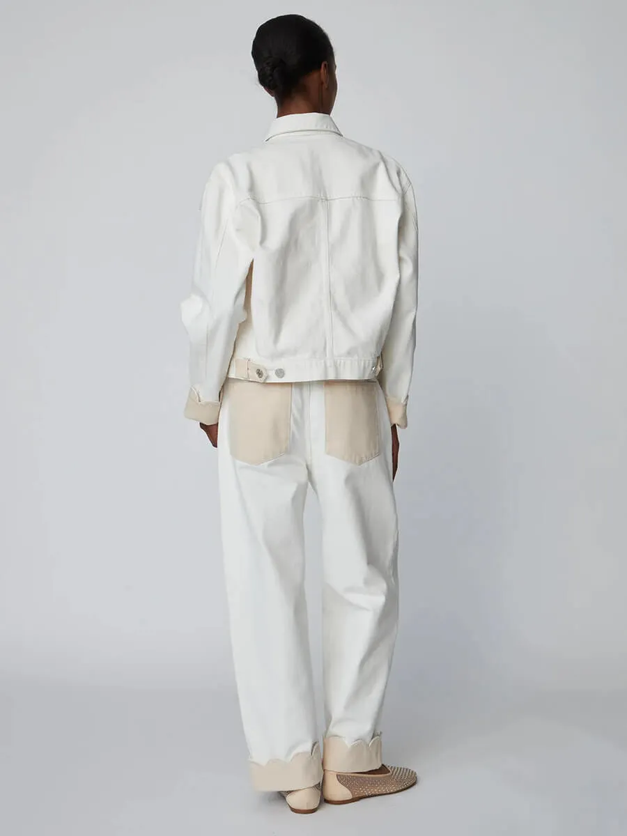 Two Toned Cotton Pants - Denim Moon Wash