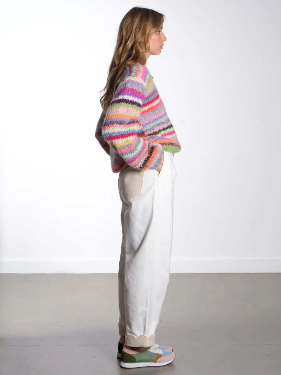 Two Toned Cotton Pants - Denim Moon Wash