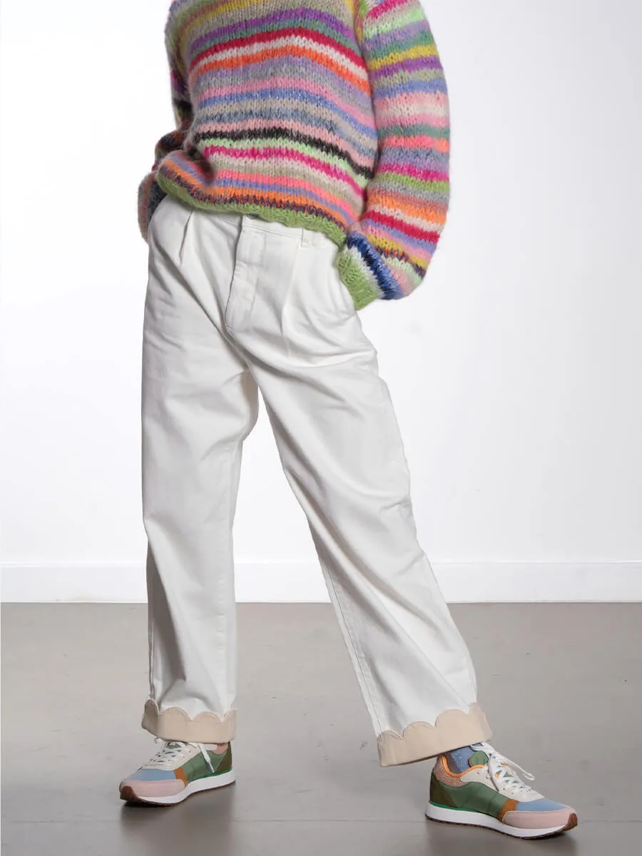 Two Toned Cotton Pants - Denim Moon Wash