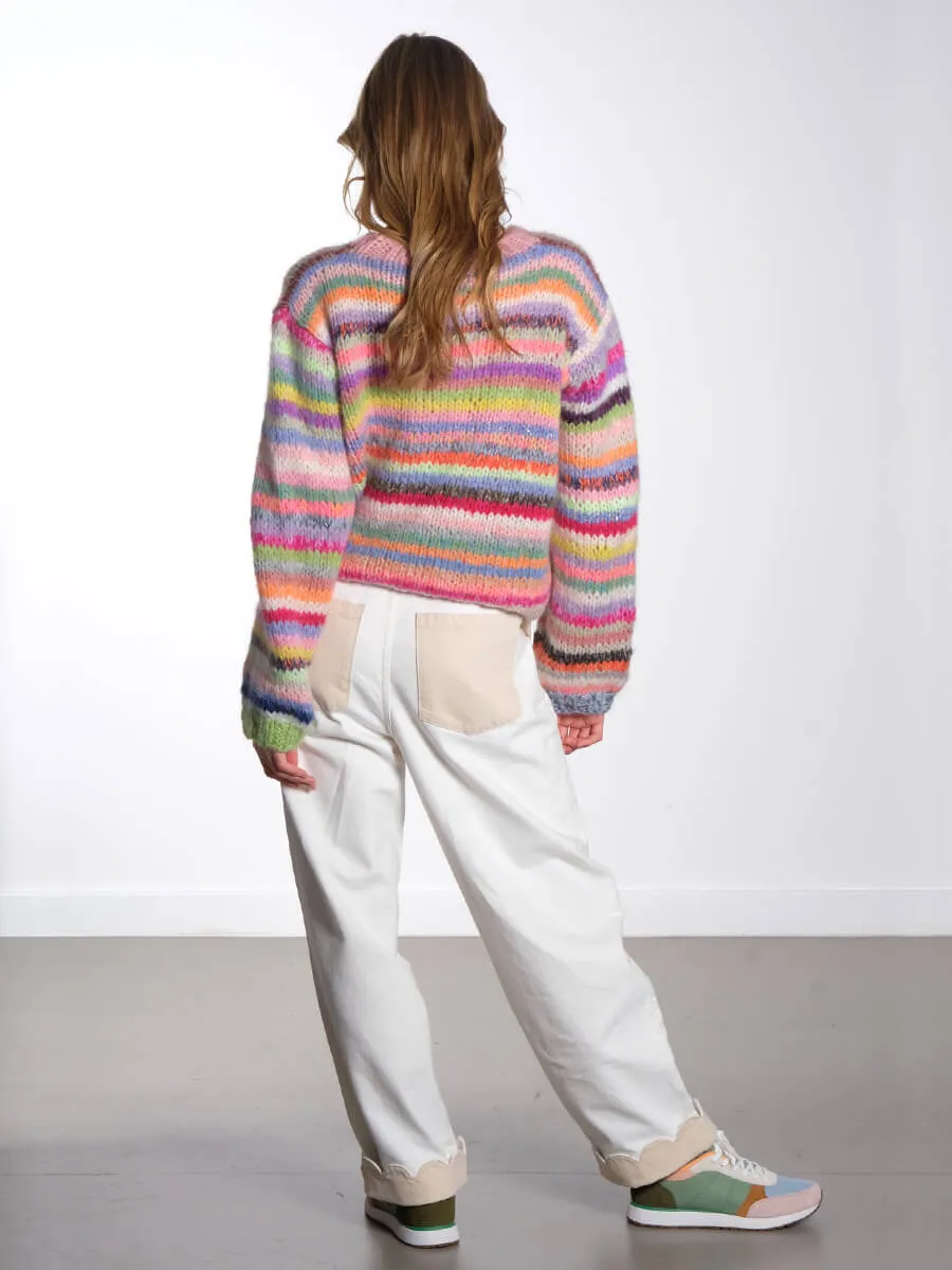 Two Toned Cotton Pants - Denim Moon Wash