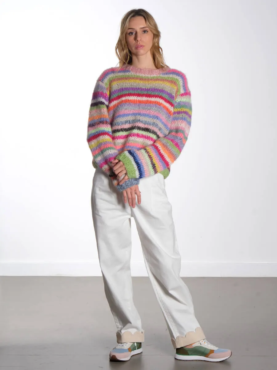 Two Toned Cotton Pants - Denim Moon Wash