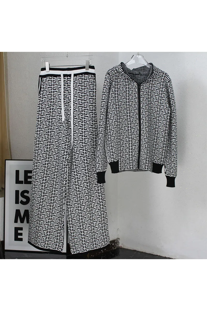 UJ0312 Knitted Jacket and Pants Set
