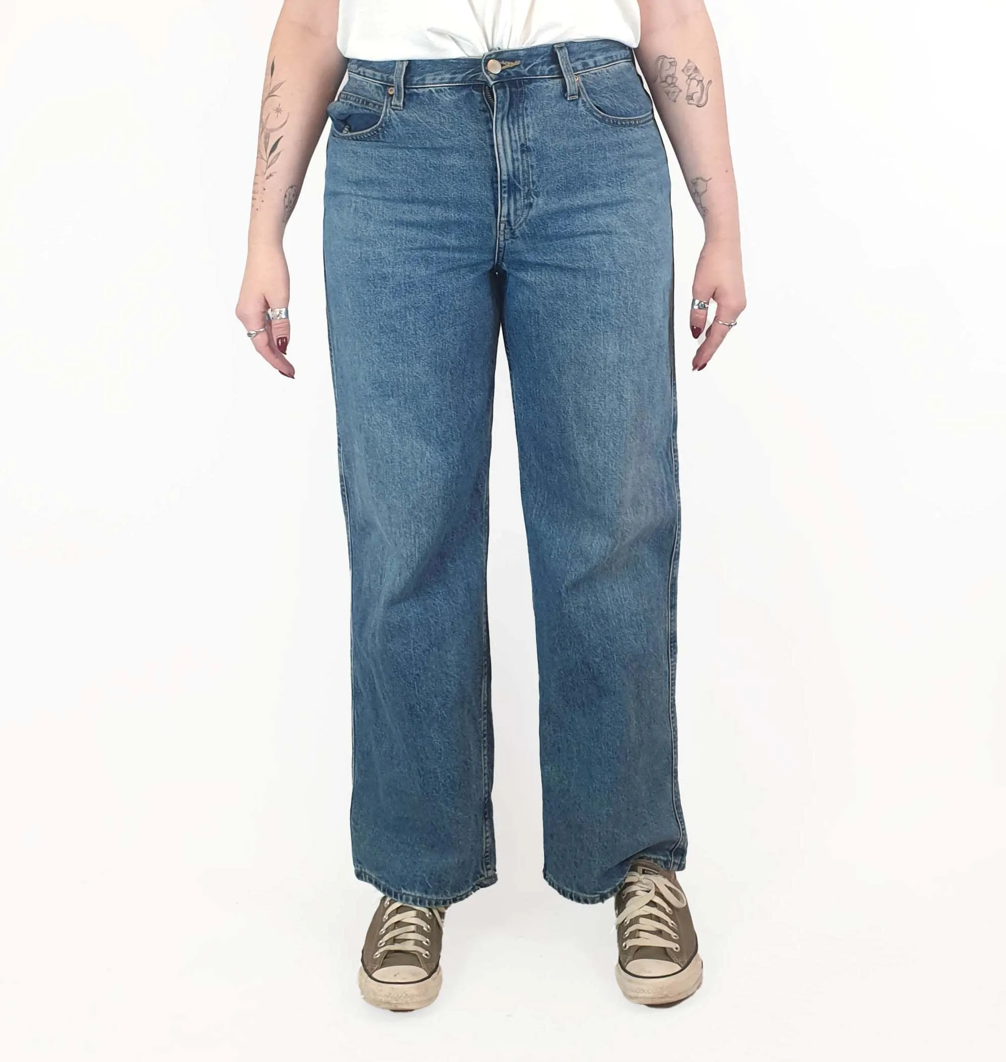 Uniqlo mid-denim straight leg jeans size 29, best fits 12-14