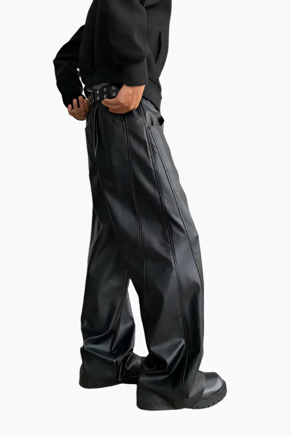 Urbane Wide-Leg Leather Pants