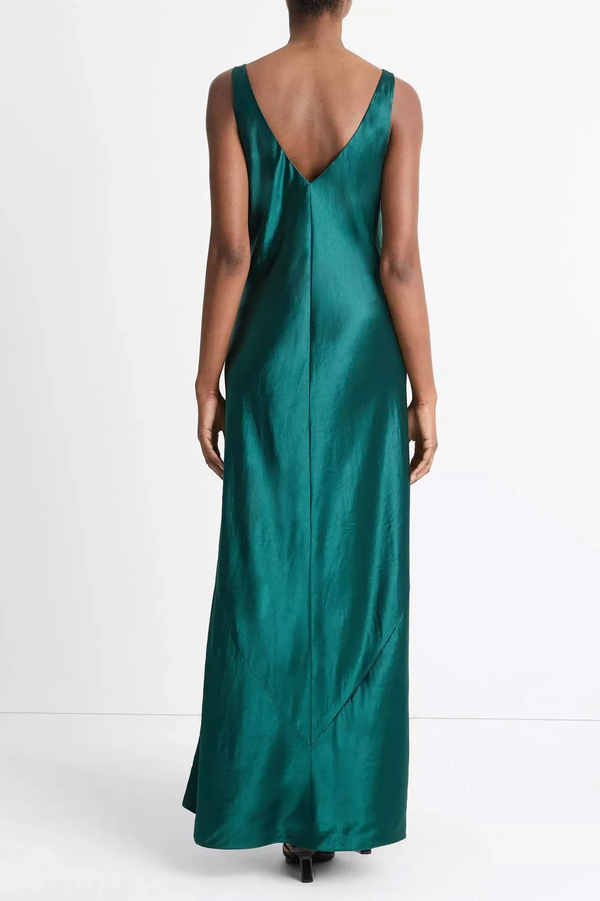V-Neck Maxi Slip Dress in Jade Lake