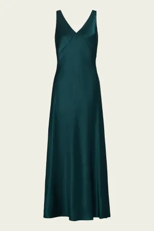 V-Neck Maxi Slip Dress in Jade Lake