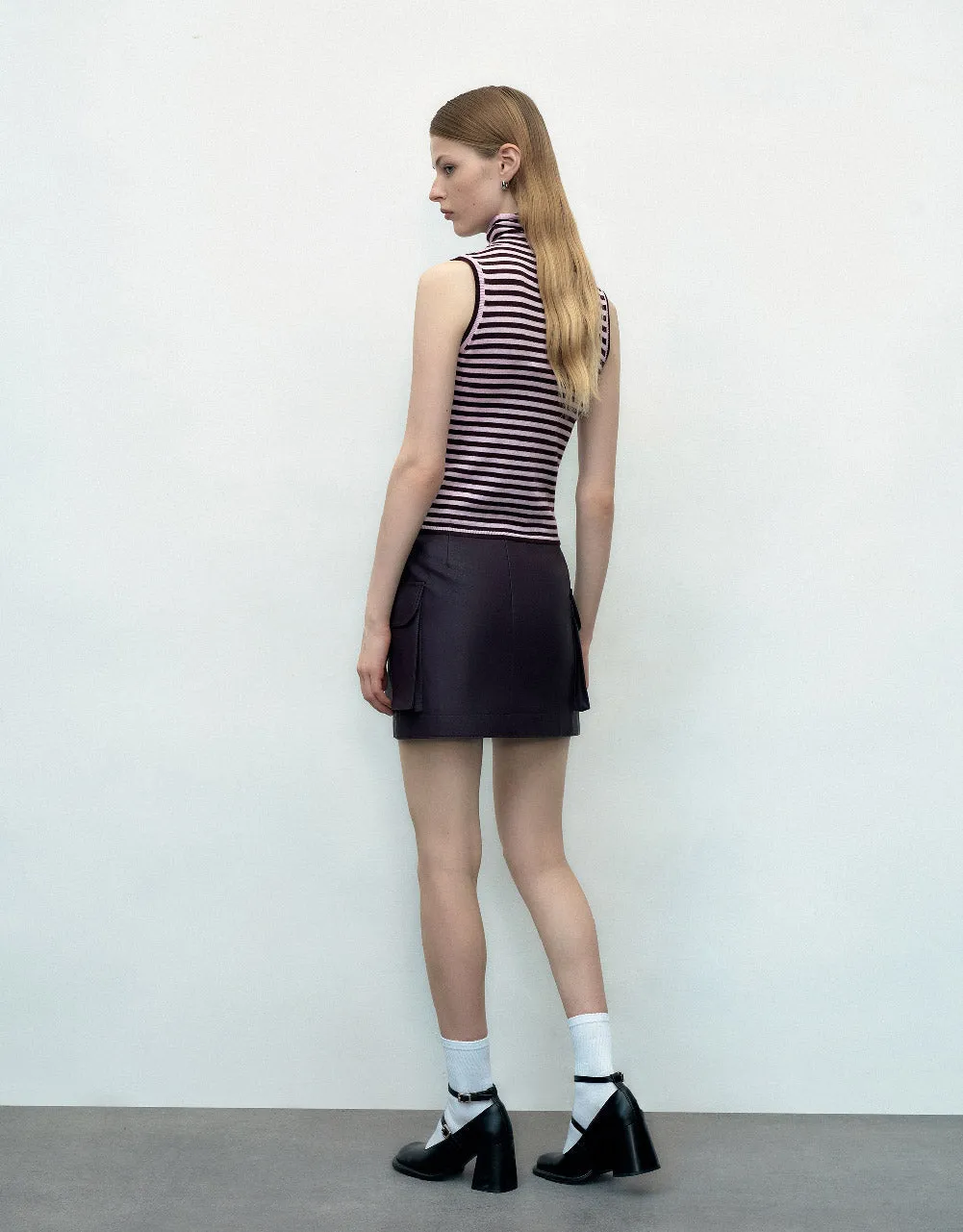 Vegan Leather Mini A-Line Skirt