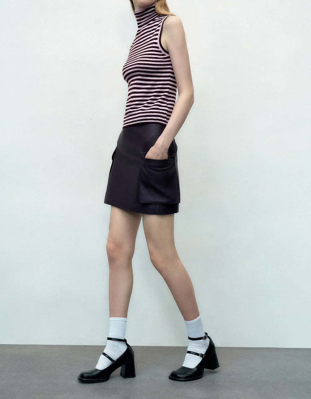 Vegan Leather Mini A-Line Skirt